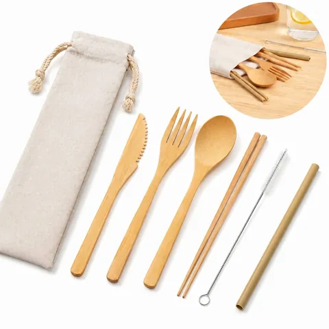 6-in-1 Bamboo Utensil Set, Eco-Friendly Non-Stick Safe 2