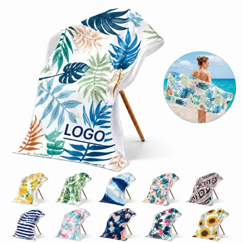 Custom Sand-Resistant Microfiber Beach Towel 30x60 Quick-Dry