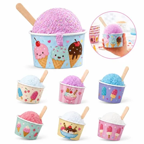 4 oz Disposable Wood Pulp Ice Cream Cups for Parties 2