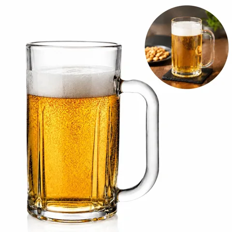 Classic Glass Beer Stein Mug with Lid, 16oz 2