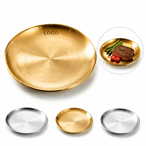 Stainless Steel Dinner Charger Plates, Rust-Resistant Round
