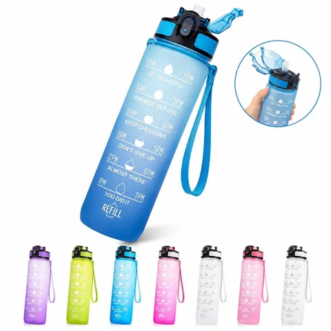 32oz Leakproof Water Bottle with Straw and Time Marker 2