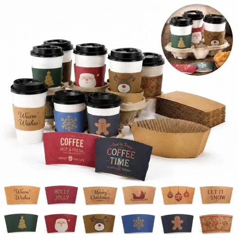 Custom Full Color Eco Corrugated Paper Cup Sleeve 2
