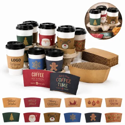 Custom Full Color Eco Corrugated Paper Cup Sleeve