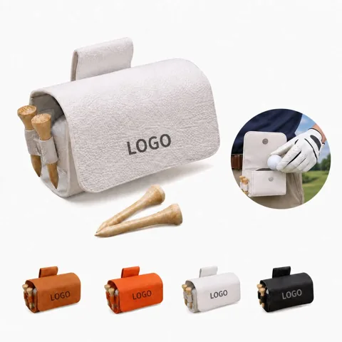 Leather Golf Tee Holder - Portable Ball Bag for Course