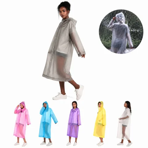 Reusable EVA Rain Poncho Unisex Waterproof Lightweight 2