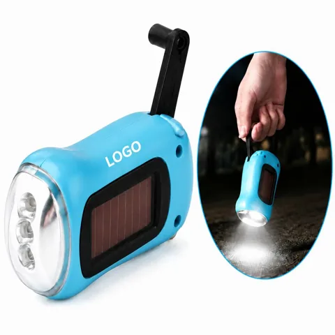 Solar Powered Rechargeable LED Flashlight with USB Charging