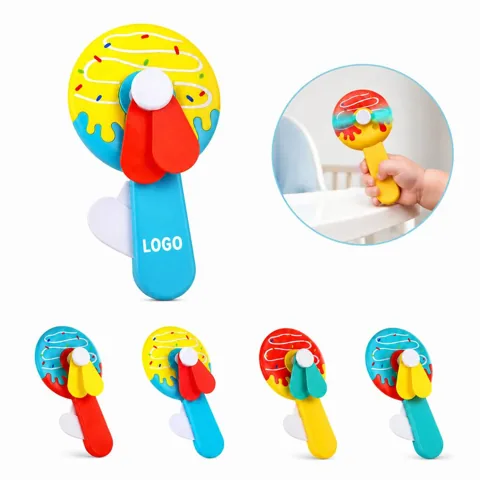 Manual Donut Mini Fan, Hand-Cranked Portable Cooling Breeze