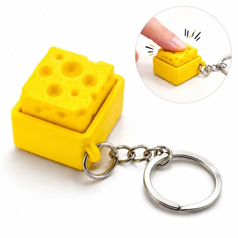 Stress Relief Cheese Keychain Squeezable Fidget Toy 2