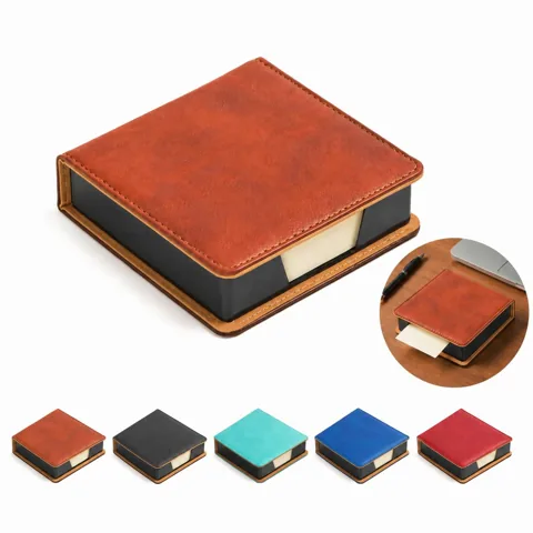 Custom Logo PU Leather Desktop Memo & Note Organizer Box 2
