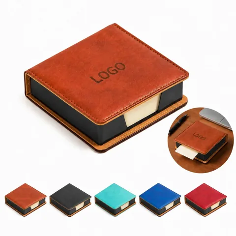 Custom Logo PU Leather Desktop Memo & Note Organizer Box