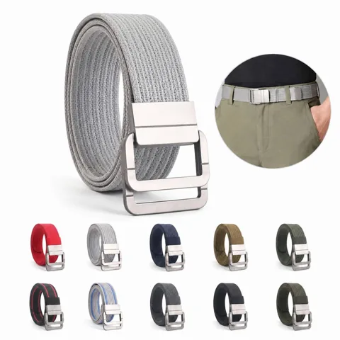 Dual-Ring Woven Nylon Belt Unisex Adjustable Casual Strap 2