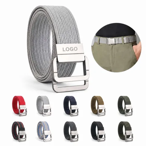 Dual-Ring Woven Nylon Belt Unisex Adjustable Casual Strap