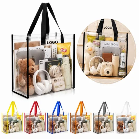 Clear PVC Stadium Tote Bag for Events with Secure Carry