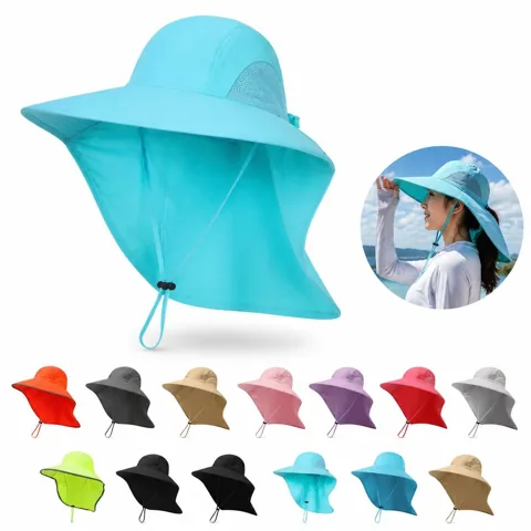 UV Protection Wide Brim Quick-Dry Fishing Hat with Chin 2