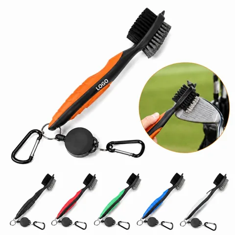 Double-Sided Golf Club Brush for Cleaning and Groove Care