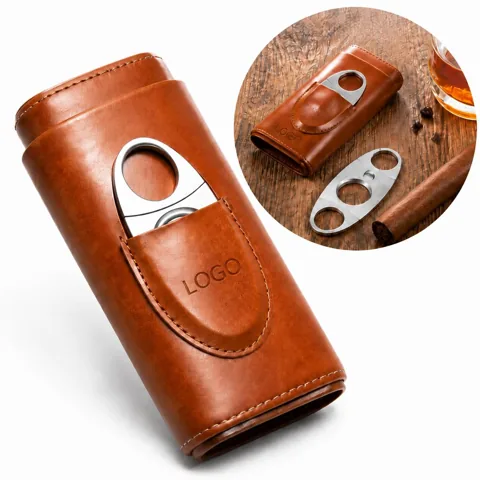 PU Leather Cigar Cutter Set with Humidor Box 1