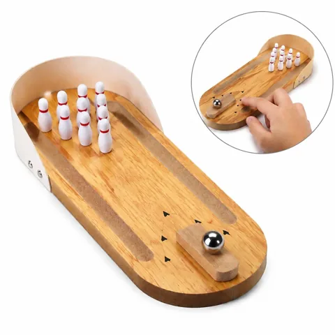 Wooden Mini Bowling Game Set - Tabletop Portable Toy for Everyday Use 2