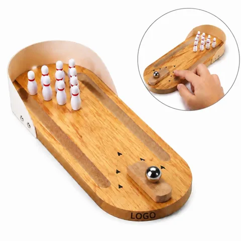 Wooden Mini Bowling Game Set - Tabletop Portable Toy for Everyday Use