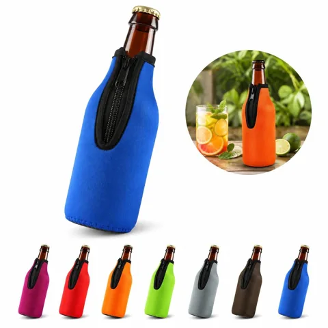 Zippered Neoprene Bottle Sleeve for 12 oz Beer, Insulated 2