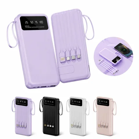 10000mAh Multi-Cable Power Bank with Stand for Phones & 2