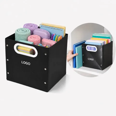 Foldable Plastic Storage Box Cube Desk Organizer for Office