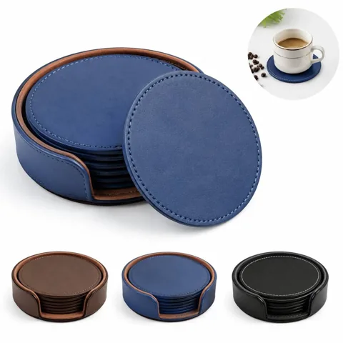 Premium Double-Sided PU Leather Coaster for Heat & Moisture 2