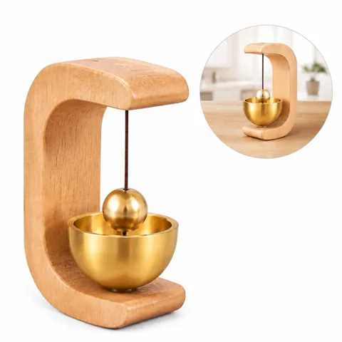 Magnetic Wood Brass Doorbell with Natural Chime 2