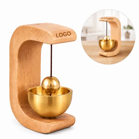 Magnetic Wood Brass Doorbell with Natural Chime