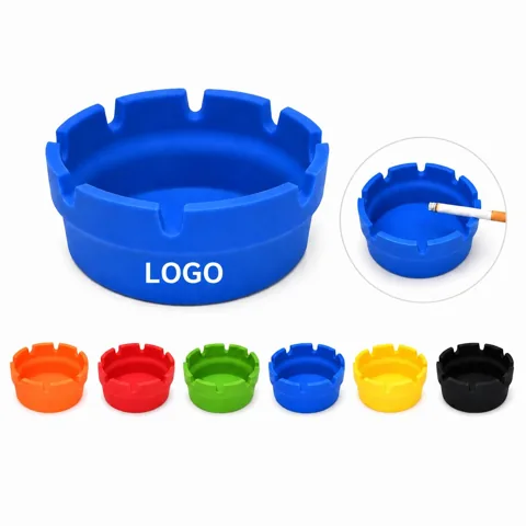 Portable 8-Slot Silicone Ashtray with Non-Slip Base