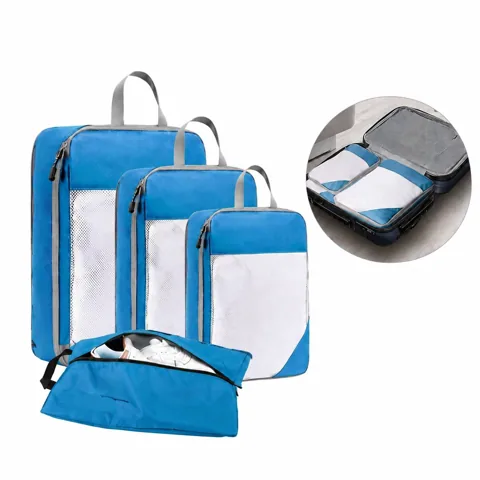 4 Set Travel Organizer Compression Packing Cubes with Added Functionality 2