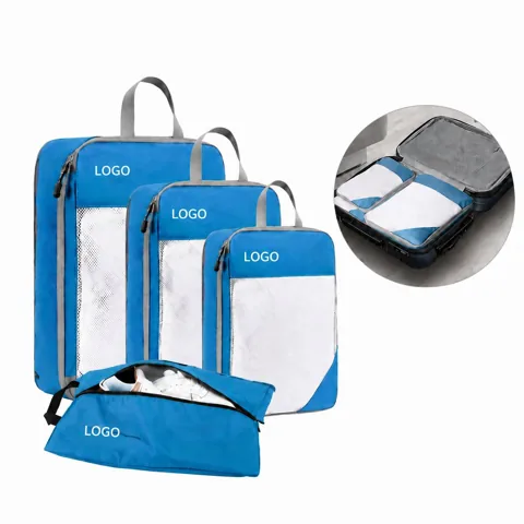 4 Set Travel Organizer Compression Packing Cubes with Added Functionality