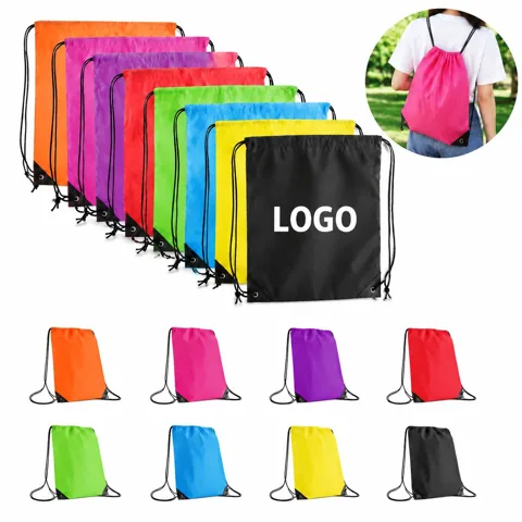 Water-Resistant Polyester Drawstring Backpack for Travel