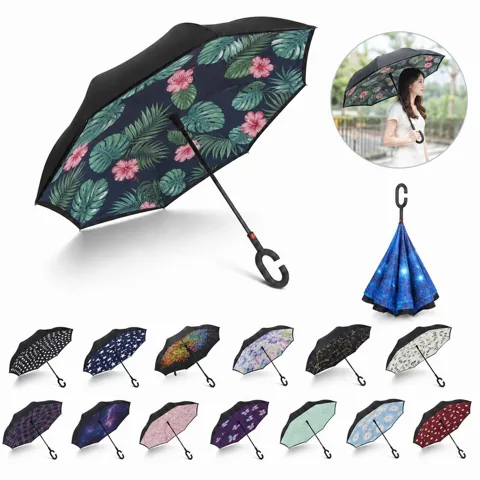 Self-Standing Reverse Umbrella with Windproof Frame 2