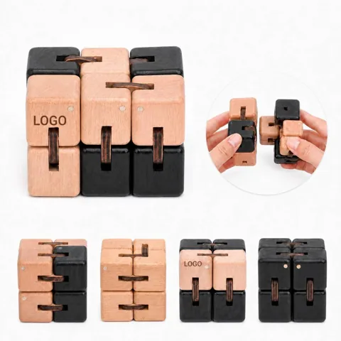 Wooden Infinity Cube Fidget Toy for Stress Relief and Focus
