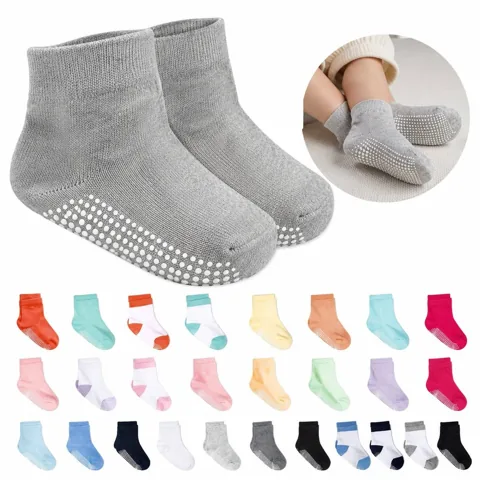 Baby Non-Slip Grip Crew Socks for Toddlers Anti-Skid Soles 2
