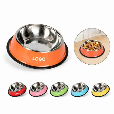 Colorful Stainless Steel Pet Bowl with Non-Slip Base