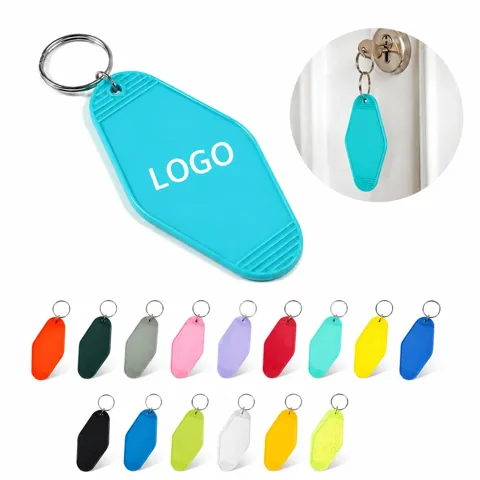 Vintage Retro Hotel Keychain with Metal Ring