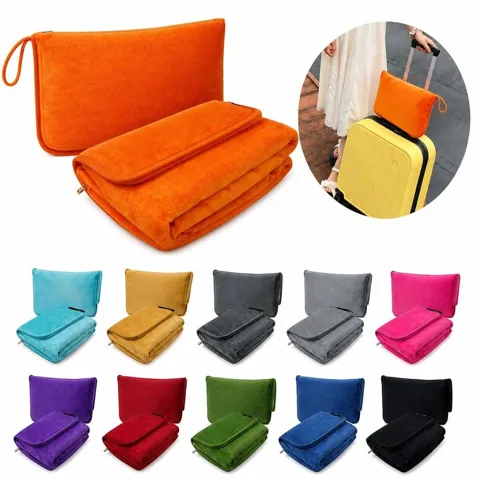 2-in-1 Flannel Travel Blanket with Pillow Pouch 2