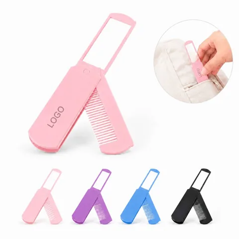 Foldable 3-in-1 Comb with Built-in Mirror for Travel