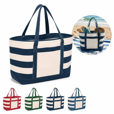 Cotton Canvas Nautical Tote Bag with Reinforced Stitching 2