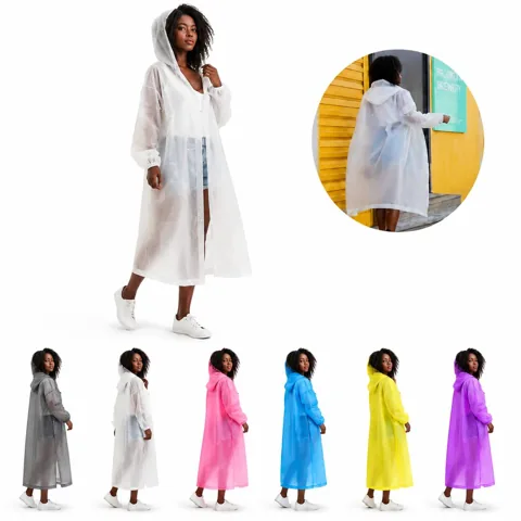 Reusable EVA Rain Poncho with Hood for Outdoor Travel 2