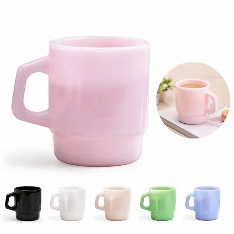 Stackable Glass Mug 7.8oz with Handle, Clear 2