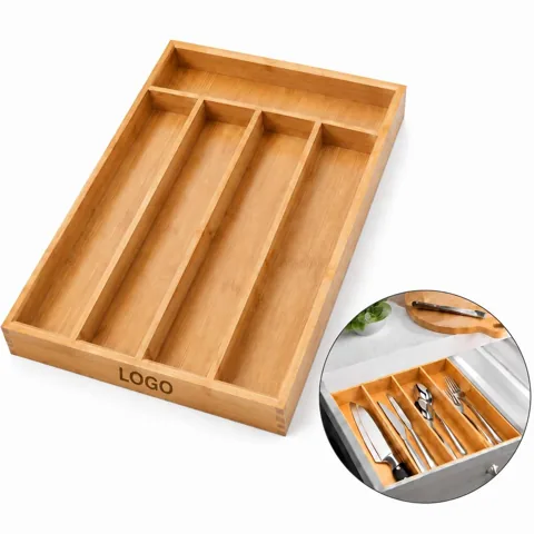 Bamboo Silverware Drawer Organizer with Multiple