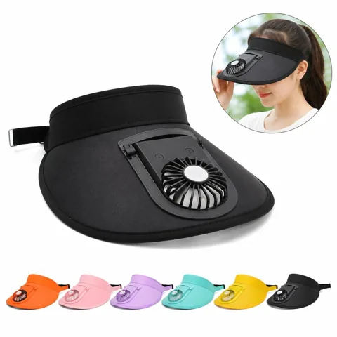 PVC Fan Sun Visor Hat with Adjustable Strap for Outdoor 2