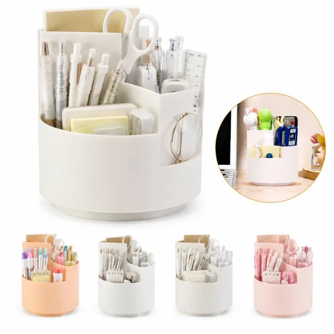 360° Rotating Pen Holder with 3 Slots for Desk Organization 2