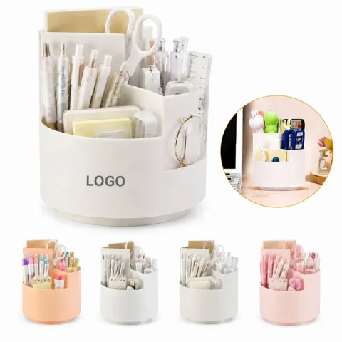360° Rotating Pen Holder with 3 Slots for Desk Organization