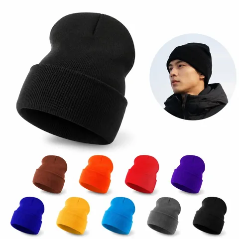 Double Layer Knit Beanie with Cuff for Cold Weather 2