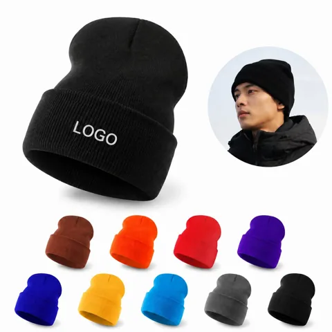 Double Layer Knit Beanie with Cuff for Cold Weather