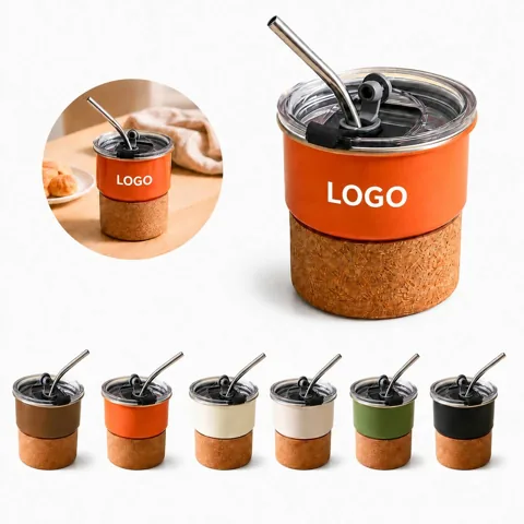 10 oz Insulated Stainless Steel Coffee Cup with Reusable 1